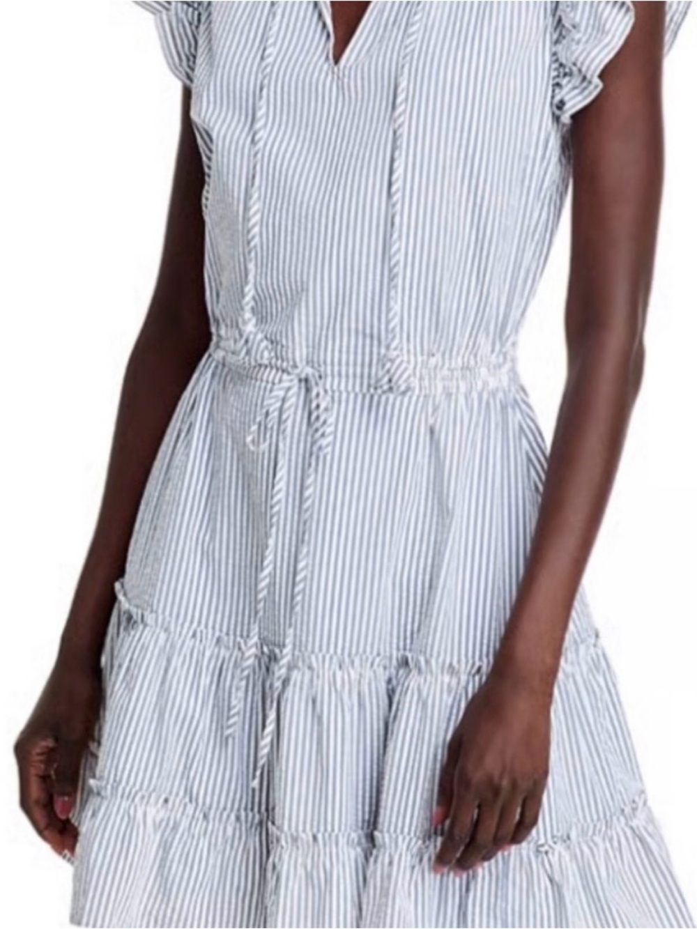 Vineyard Vines Performance Harbor Grid Print Blue and White Striped Dress